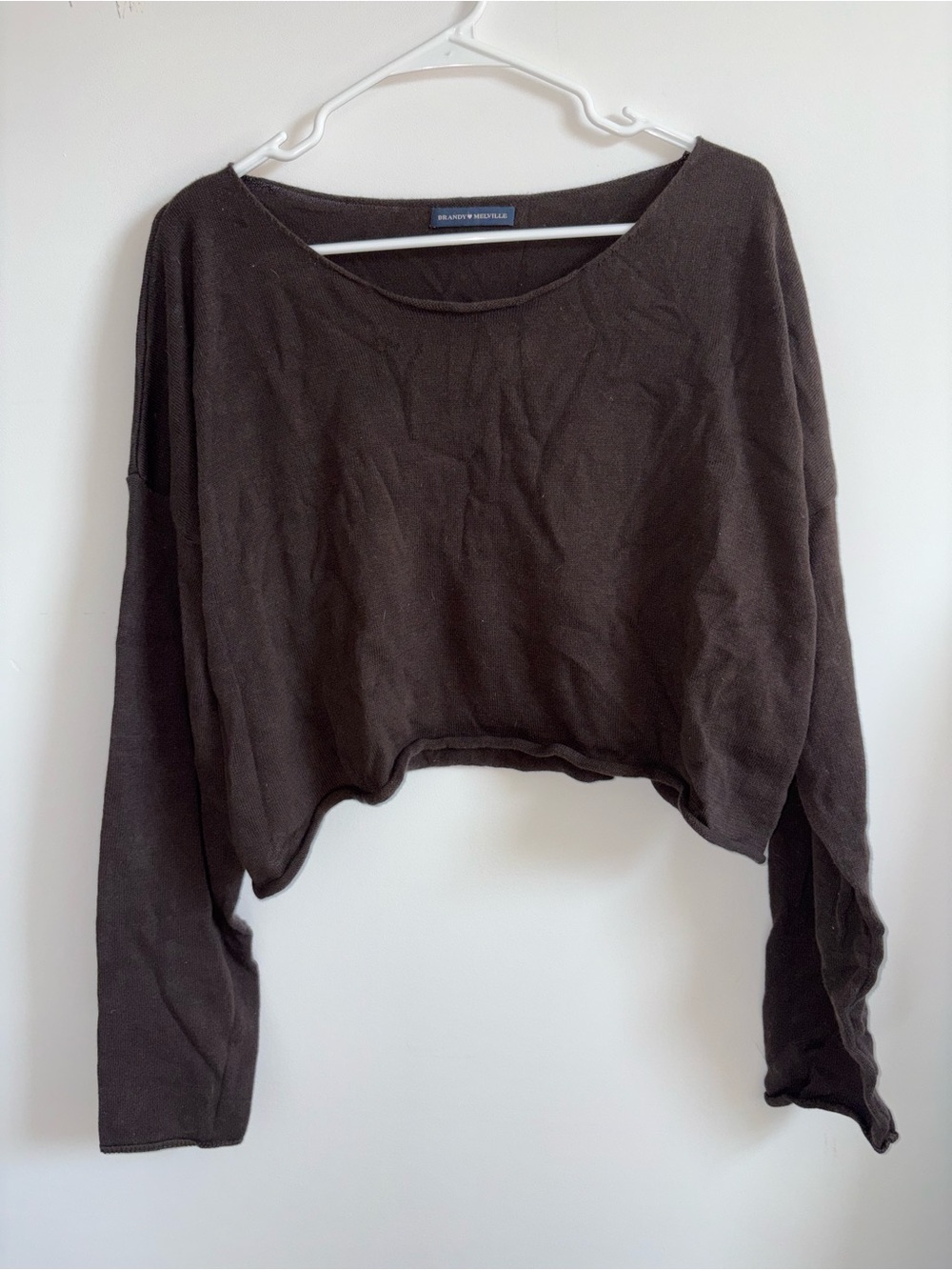 Brandy Melville Dark Brown Cropped Long-Sleeve Top
